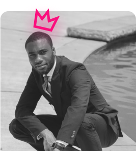 Young man with crown posing